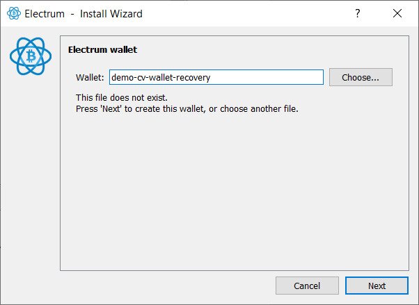 Starting an Electrum wallet recovery