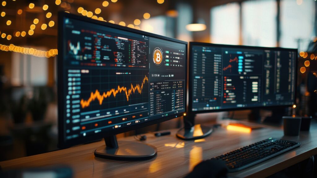 Cryptocurrency trading tools on a desktop