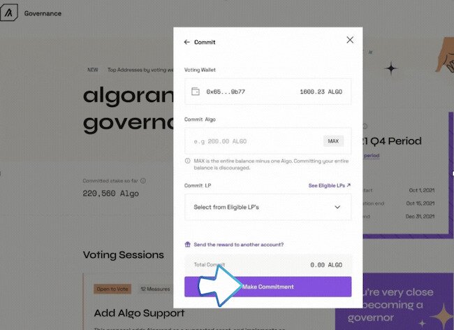 Making Commitments to Algorand