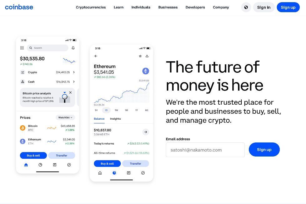 Coinbase Home Page
