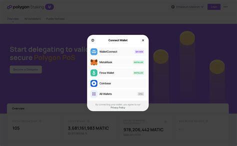 Screenshot of Polygon staking dashboard wallet connection screen