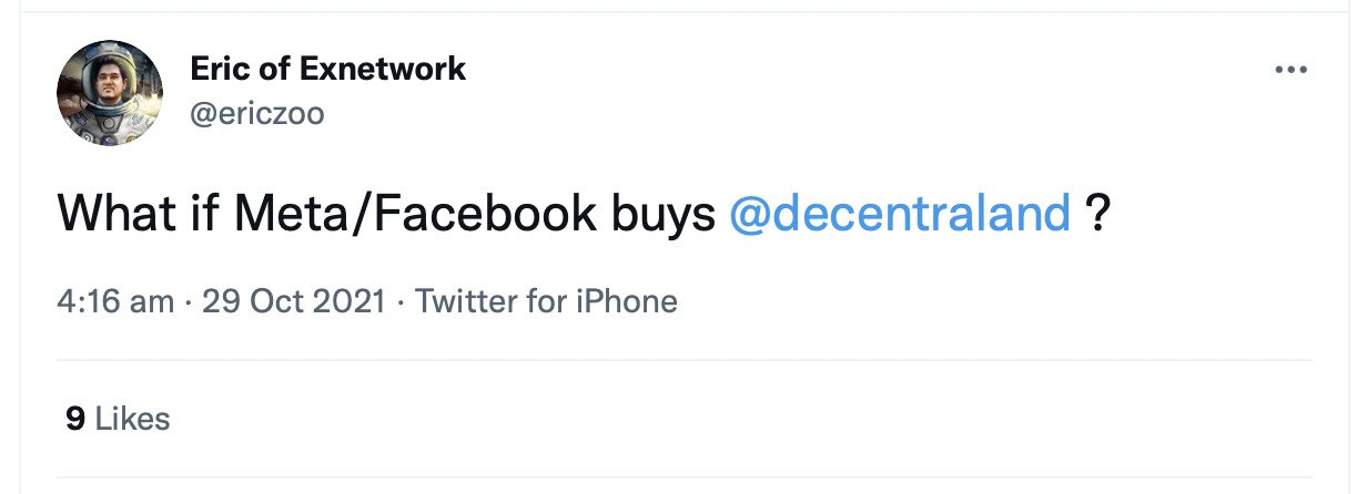What if Facebook buys Decentraland