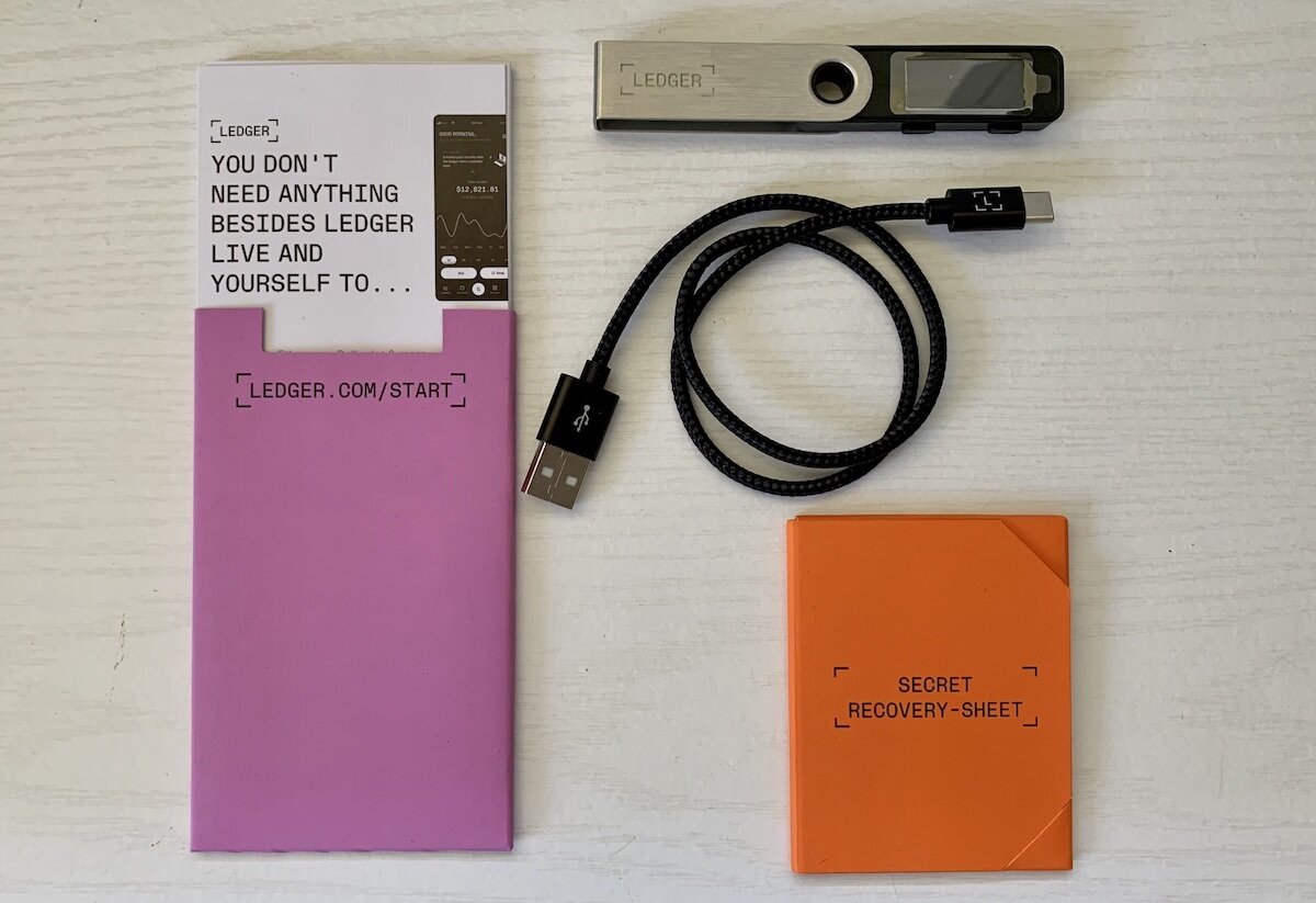 Contents of the Ledger Nano S Plus Box