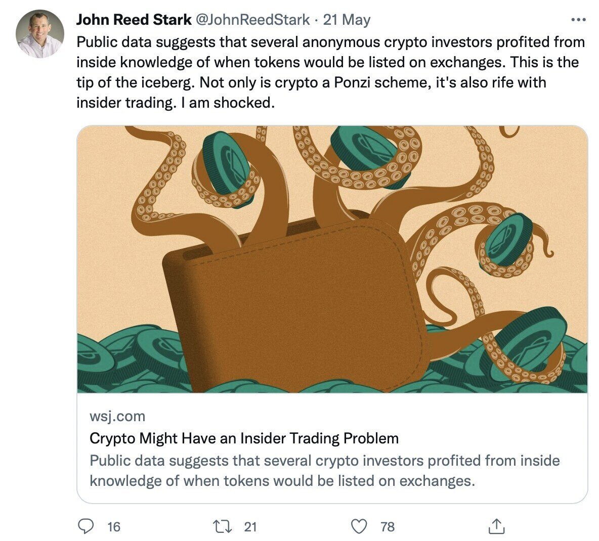 Tweet about insider trading