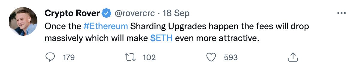 Ethereum fees and sharding tweet.