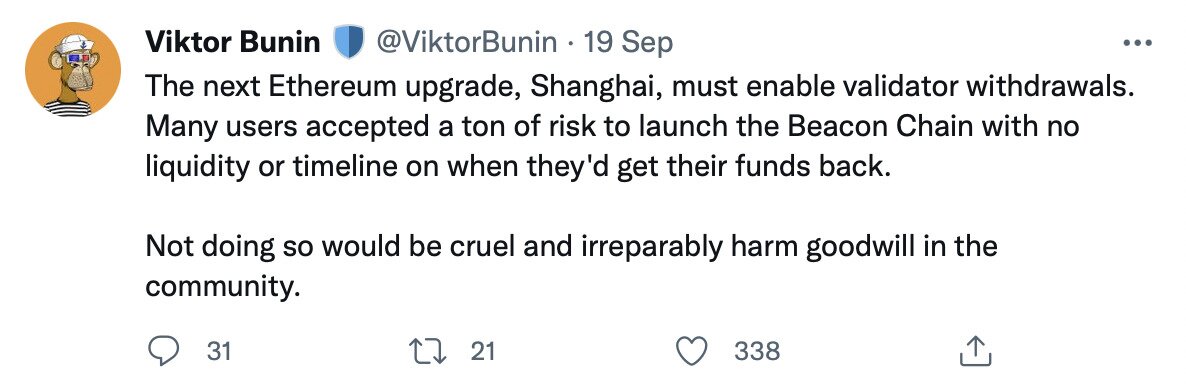 Shanghai and withdrawals tweet.