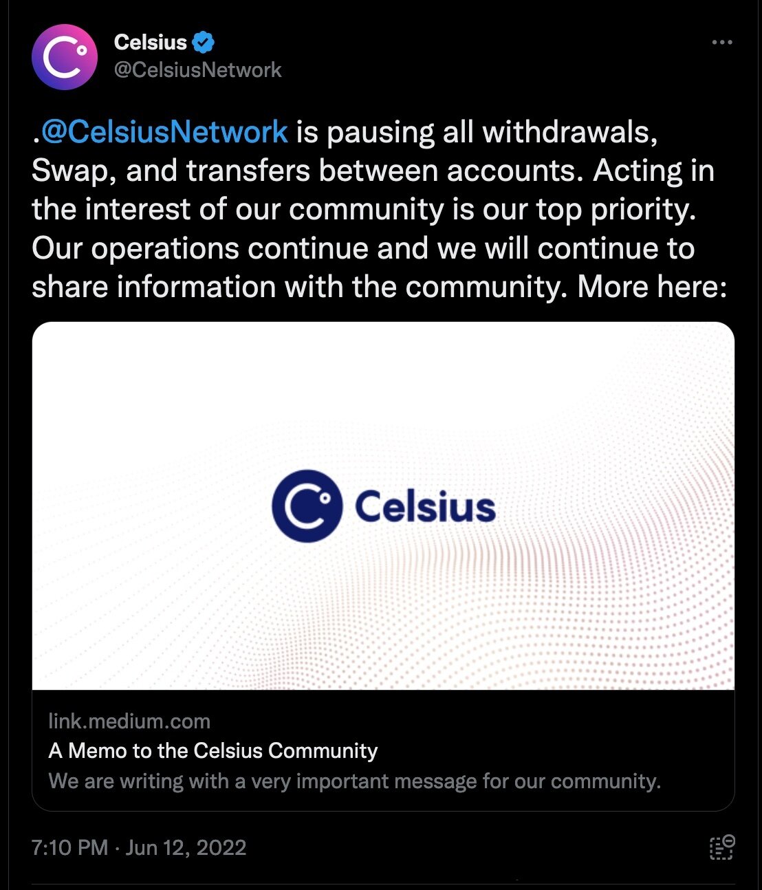 Celsius Network Pausing Withdrawals